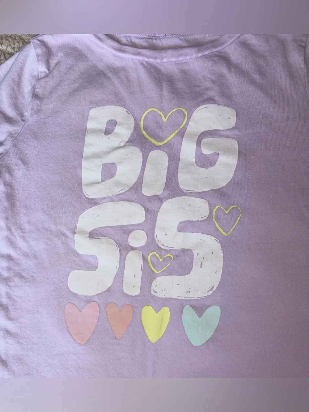 Girls “Big Sis” T-Shirt Short Sleeve Lilac Sister Top - Carter’s Size Small